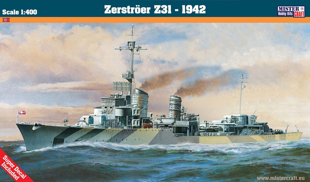 MisterCraft G-55 Zerstroer Z-31 Kit 1:400 Scale Plastic Model Kit