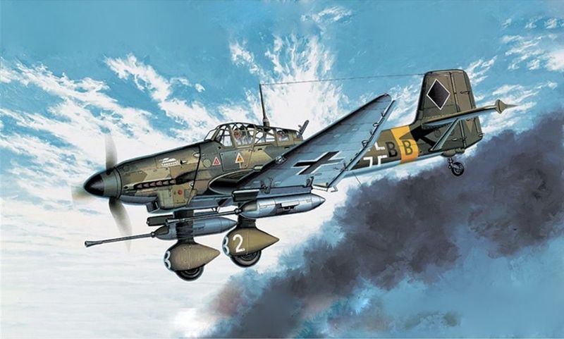 Academy 12450 German Air Force Junkers Ju-87G Stuka Fighter Aircraft 1:72 Scale Plastic Model Kit