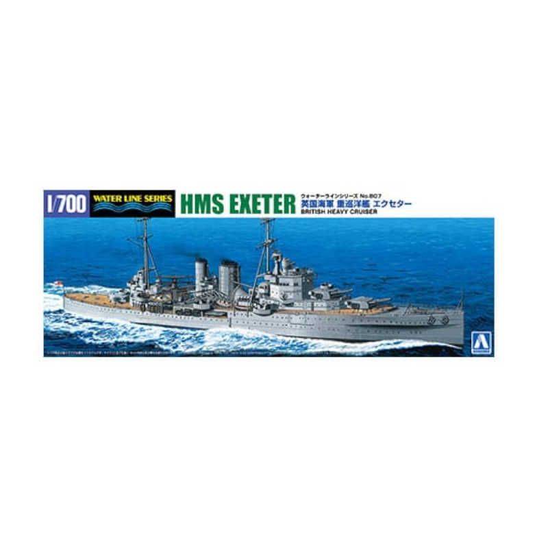 Aoshima 06754 HMS Exeter Heavy Cruiser Waterline Series 1:700 Scale Plastic Model Kit