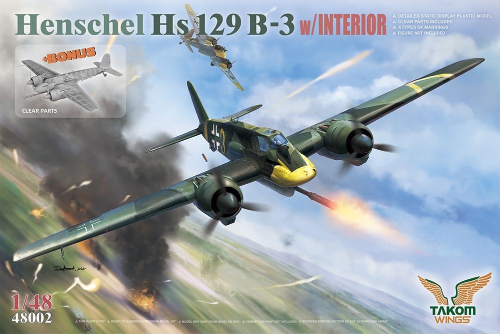 Takom No 48002 German Air Force Henschel Hs 129 B-3  1:48 Scale Plastic Model Kit