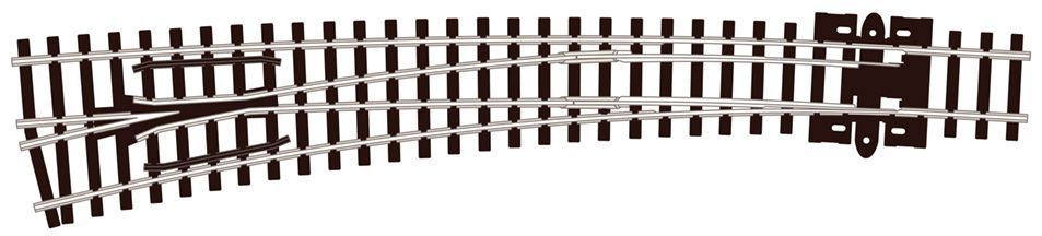 Peco SL-E387 Curved Turnout, Large Radius, Left Hand (Electrofrog) Code 80 N Gauge