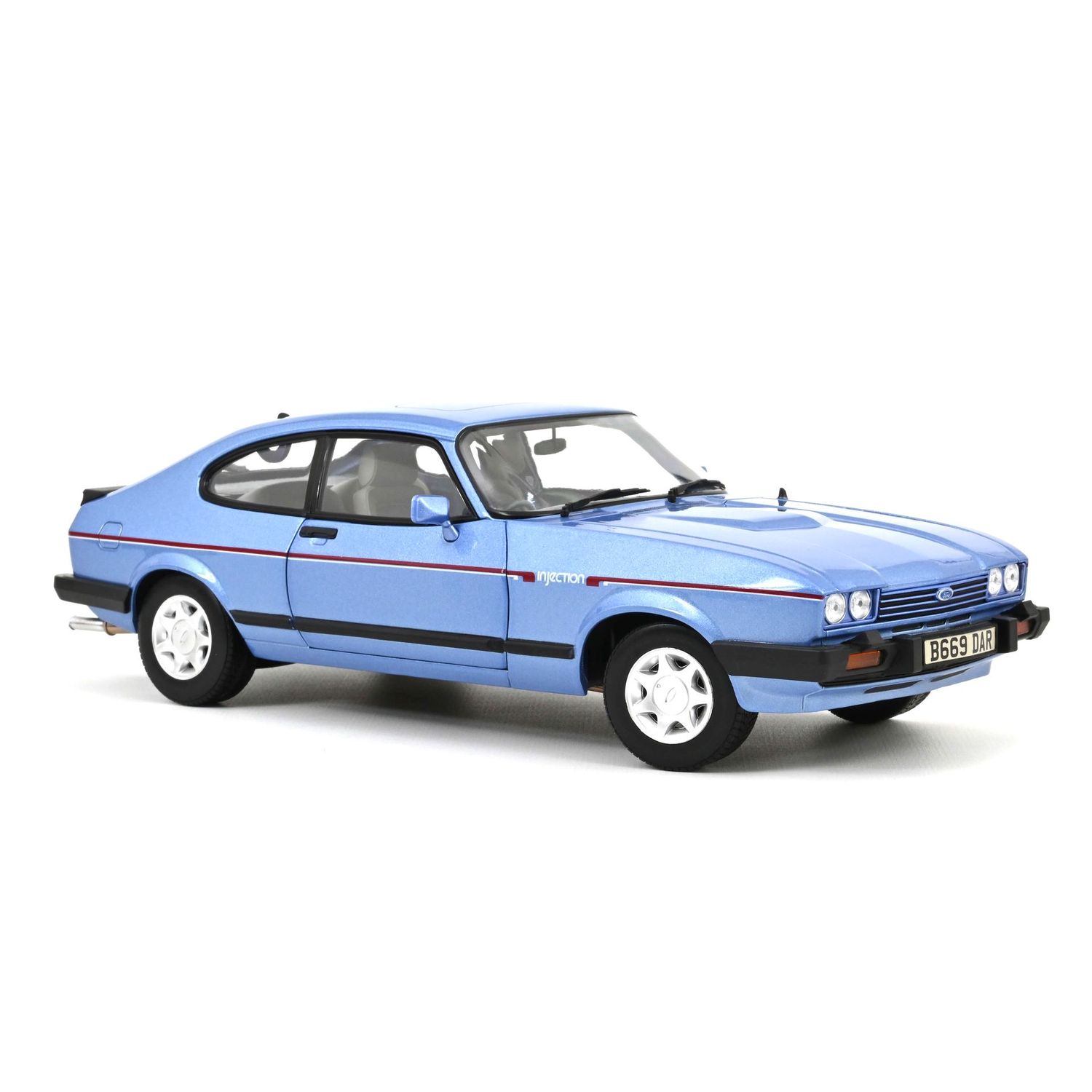 Norev 182764 1984 Ford Capri Mk.III 2.8 Injection RHD Paris Blue Metallic 1:18 Scale Diecast Model