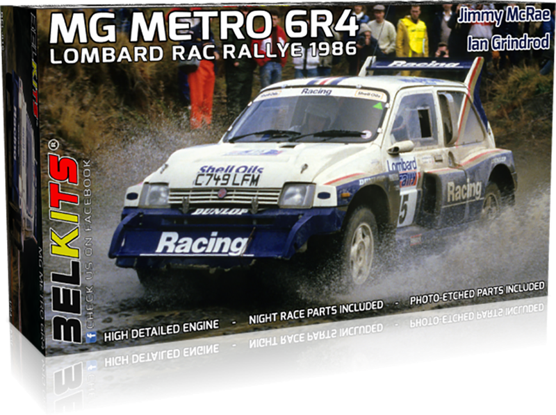 BELKITS BEL016 Mg Metro 6R4 Lombard Rac Rally86 J.Mcrae I.Grinrod 1:24 Scale Plastic Model Kit