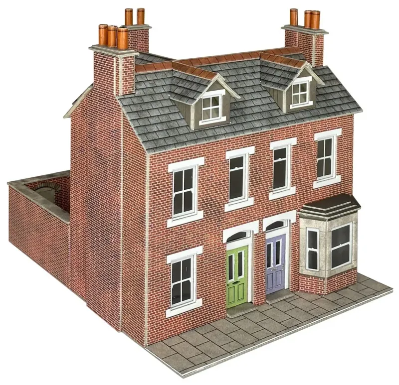 Metcalfe PO300 OO/HO Scale Terraced Houses In Red Brick Card Kit