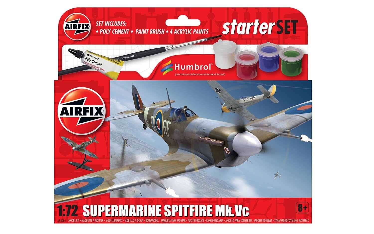 Airfix A55001 Starter Set Supermarine Spitfire Mk.Vc 1/72 Scale Plastic Model Kit
