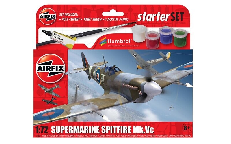 Airfix A55001 Starter Set Supermarine Spitfire Mk.Vc 1/72 Scale Plastic Model Kit