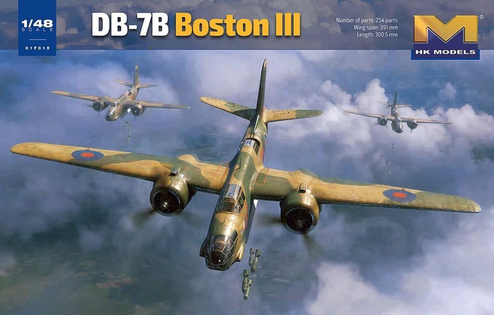 HK Models 01F015 British Royal Air Force Boston III/US DB-7B Light Bomber Aircraft  1:48 Scale Plastic Model Kit