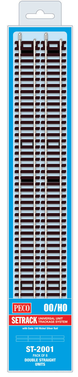Peco ST-2001 Double Straight 335mm (Pack of 8) Code 100 OO/HO Gauge Peco ST-2001 Double Straight 335mm (Pack of 8) Code 100 OO/HO Gauge