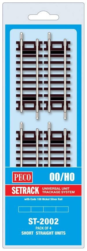 Peco ST-2002 Short Straight 79mm (Pack of 4) Code 100 OO/HO Gauge Peco ST-2002 Short Straight 79mm (Pack of 4) Code 100 OO/HO Gauge