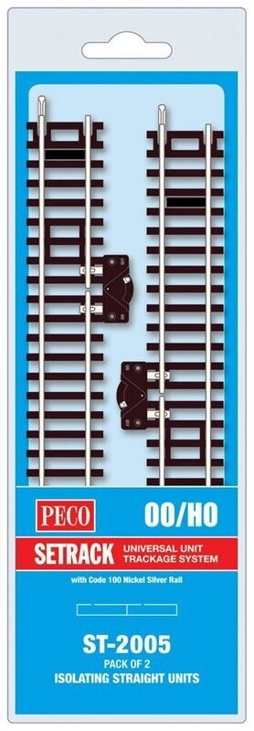Peco ST-2005 Isolating Standard Straight (Pack of 2) Code 100 OO/HO Gauge