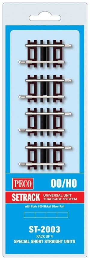 Peco ST-2003 Special Short Straight 41mm (Pack of 4) Code 100 OO/HO Gauge Peco ST-2003 Special Short Straight 41mm (Pack of 4) Code 100 OO/HO Gauge