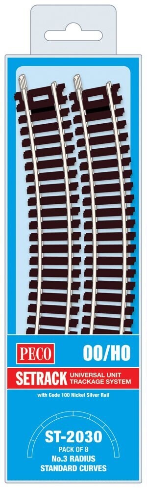 Peco ST-2030 Standard Curve, 3rd Radius (Pack of 8) Code 100 OO/HO Gauge Peco ST-2030 Standard Curve, 3rd Radius (Pack of 8) Code 100 OO/HO Gauge