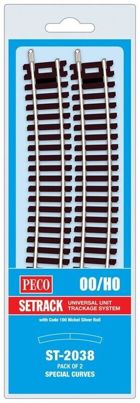 Peco ST-2038 Special Curve (Pack of 2) Code 100 OO/HO Gauge Peco ST-2038 Special Curve (Pack of 2) Code 100 OO/HO Gauge