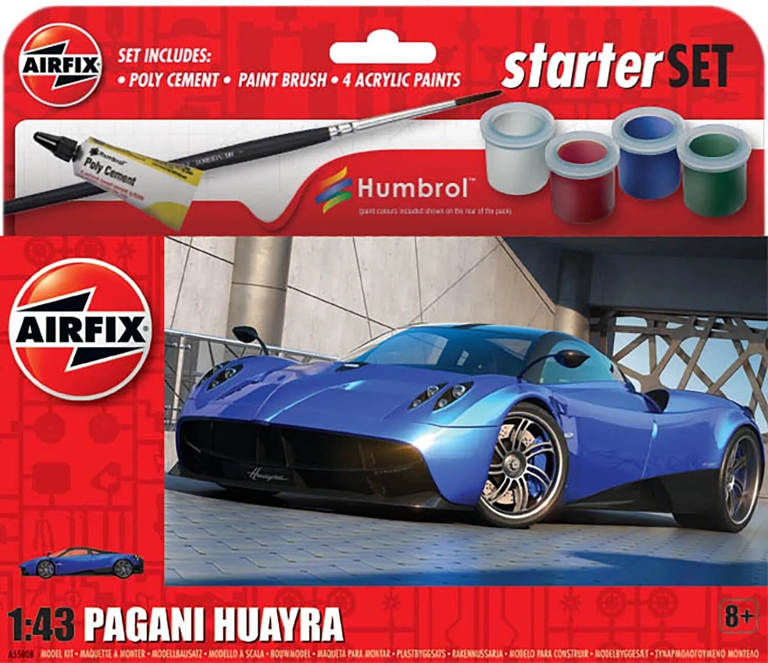 Airfix A55008 Starter Set Pagani Huayra Model Kit 1/43 Scale Plastic Model Kit Airfix A55008 Starter Set Pagani Huayra Model Kit 1/43 Scale Plastic Model Kit