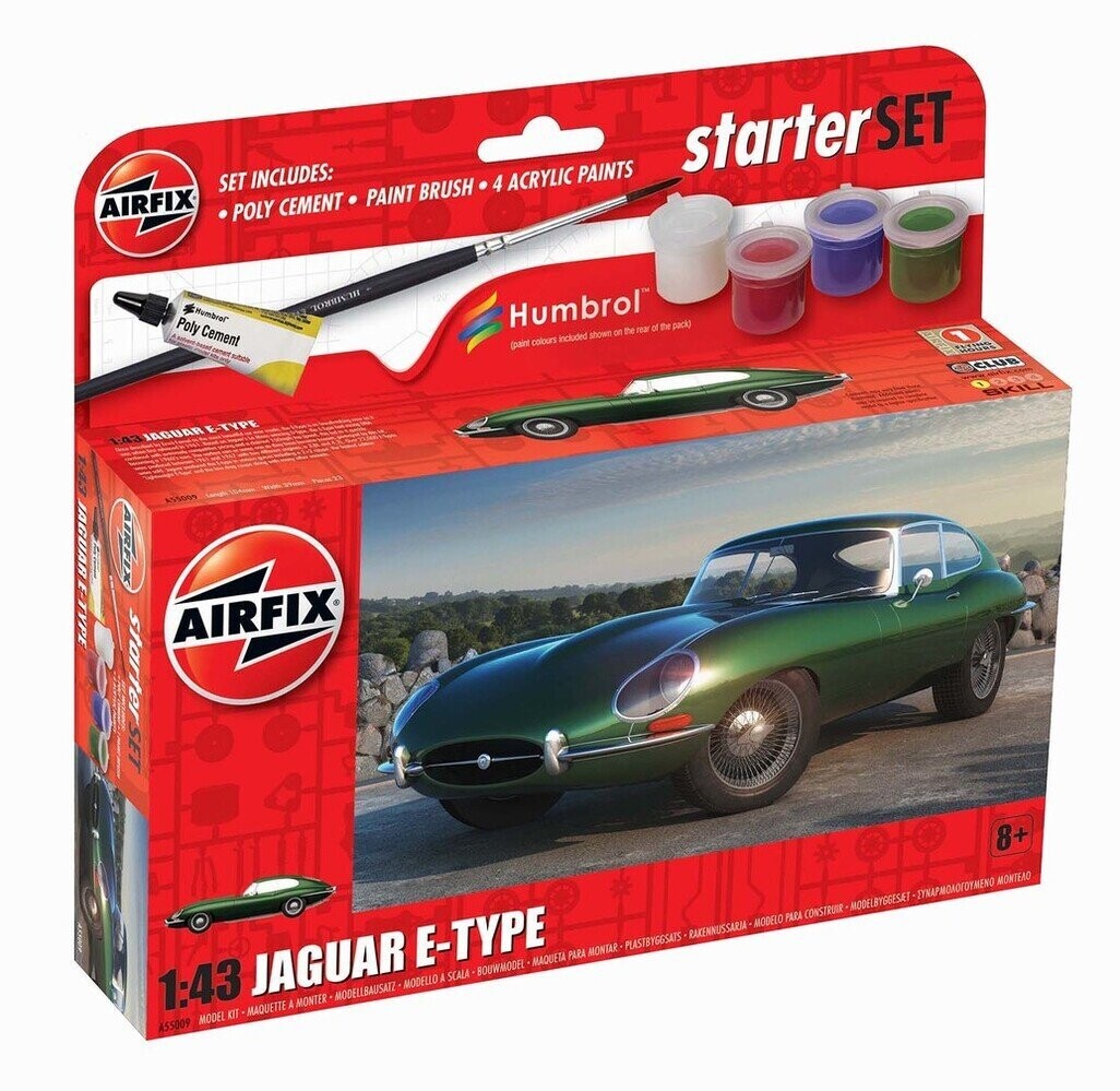 Airfix A55009 Starter Set - Jaguar E-Type 1/43 Scale Plastic Model Kit Airfix A55009 Starter Set - Jaguar E-Type 1/43 Scale Plastic Model Kit