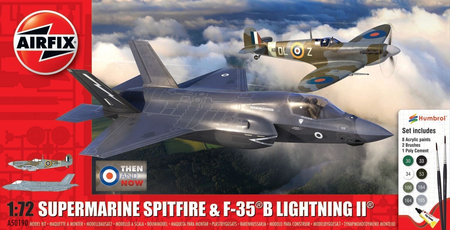 Airfix A50190 Supermarine Spitfire & F-35B Lightning II 'Then and Now' 1:72 Scale Plastic Model Kit Airfix A50190 Supermarine Spitfire & F-35B Lightning II 'Then and Now' 1:72 Scale Plastic Model Kit