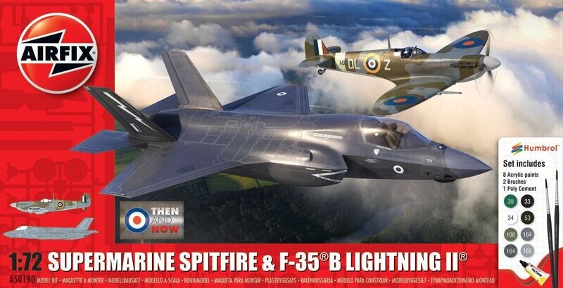 Airfix A50190 Supermarine Spitfire & F-35B Lightning II 'Then and Now' 1:72 Scale Plastic Model Kit Airfix A50190 Supermarine Spitfire & F-35B Lightning II 'Then and Now' 1:72 Scale Plastic Model Kit