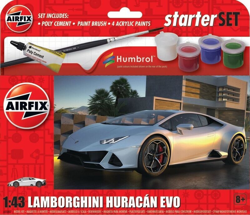 Airfix A55007 Starter Set - Lamborghini Huracán EVO 1/43 Scale Plastic Model Kit