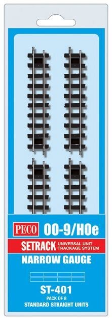 Peco ST-401 Pack of 8 Standard Straight , Code 80 OO-9  Gauge