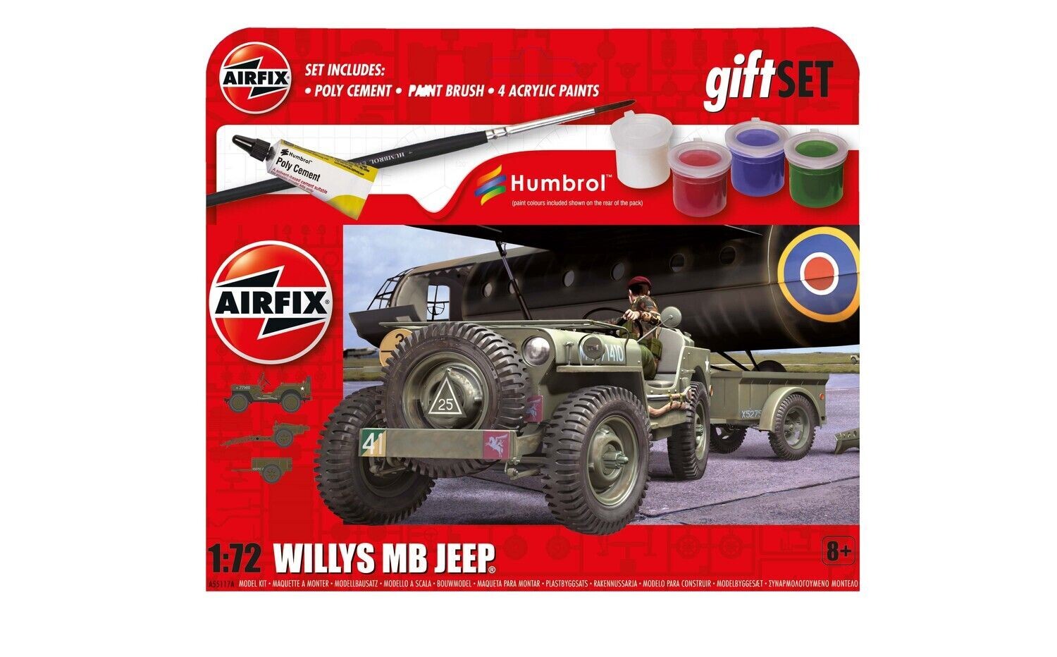 Airfix A55117A Hanging Gift Set - Willys MB Jeep 1/72 Scale Plastic Model Kit