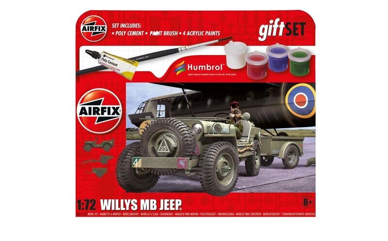 Airfix A55117A Hanging Gift Set - Willys MB Jeep 1/72 Scale Plastic Model Kit