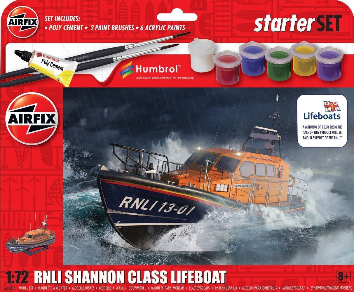 Airfix A55015 Starter Set - RNLI Shannon Class Lifeboat 1/72 Scale Plastic Model Kit