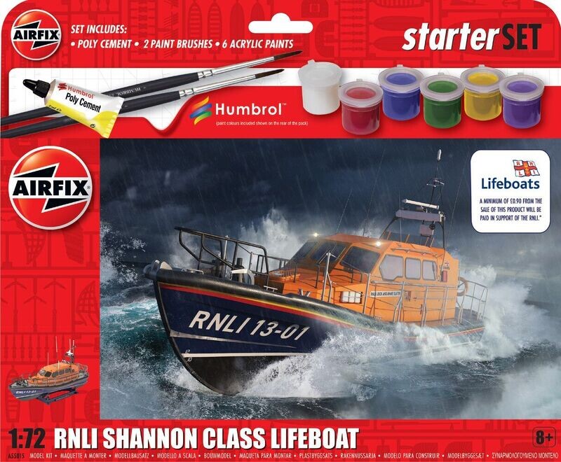 Airfix A55015 Starter Set - RNLI Shannon Class Lifeboat 1/72 Scale Plastic Model Kit