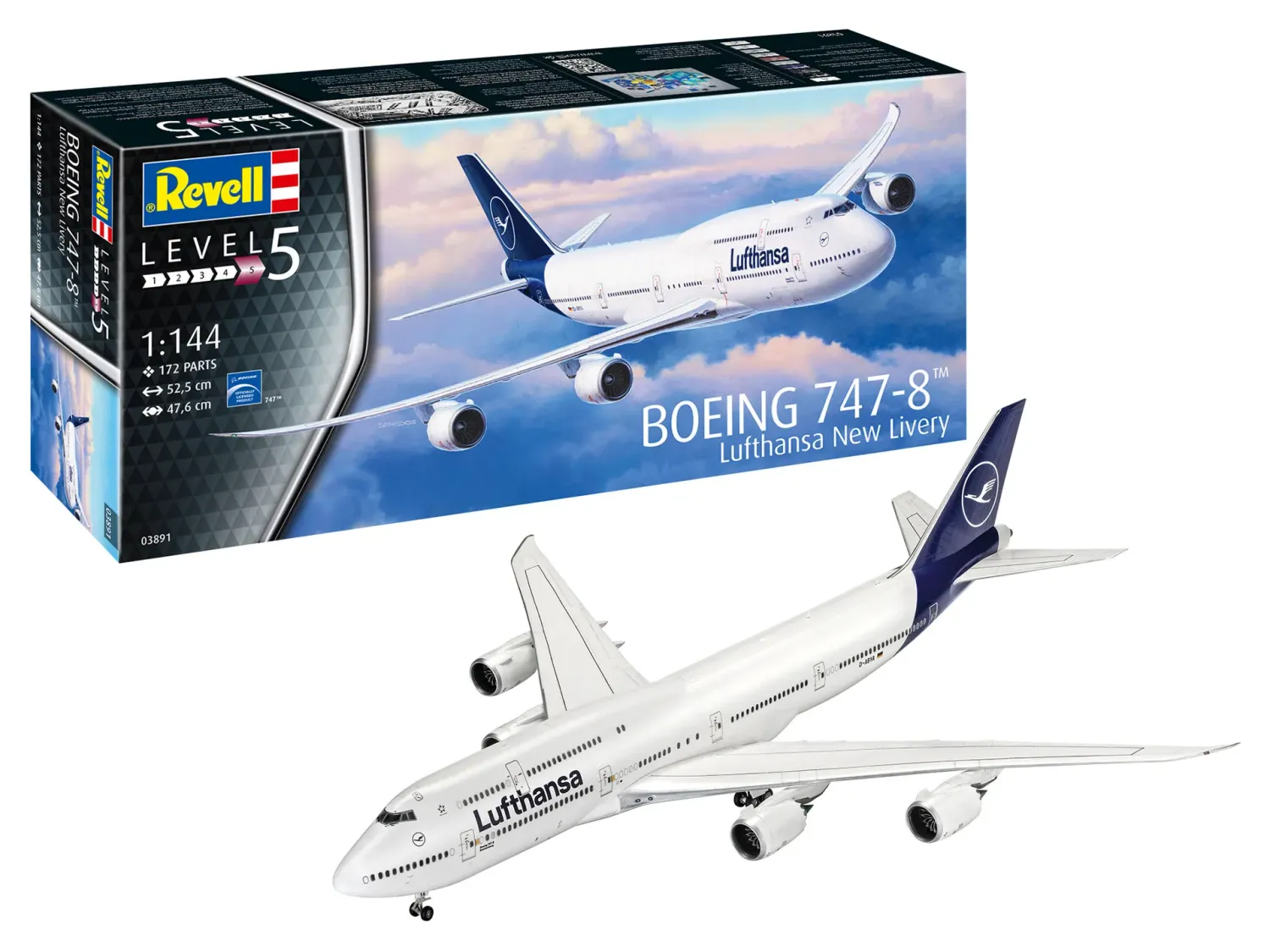 Revell 03891 Boeing 747-8 "Lufthansa" New Livery 1:44 Scale Plastic Model Kit