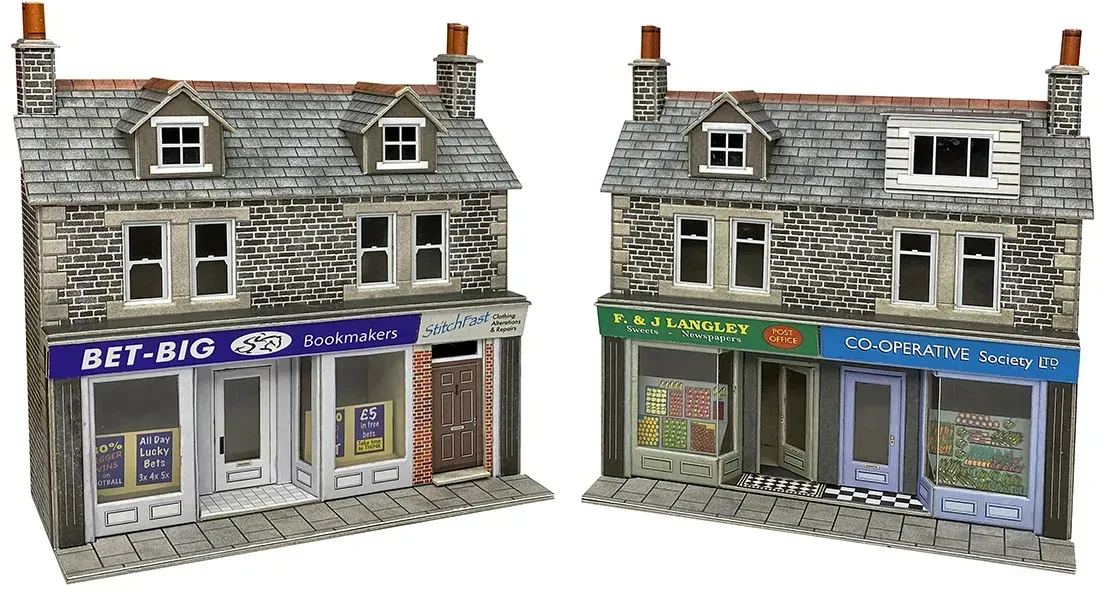 Metcalfe PO307 OO/HO Scale Low Relief Shop Fronts In Stone Card Kit