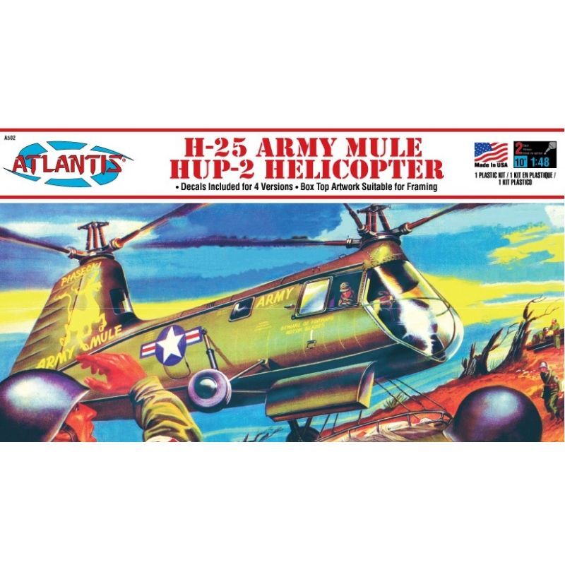 Atlantis AMCA502 H-25 Army Mule HUP-2 Helicopter 1/48 Scale Plastic Model Kit Atlantis AMCA502 H-25 Army Mule HUP-2 Helicopter 1/48 Scale Plastic Model Kit