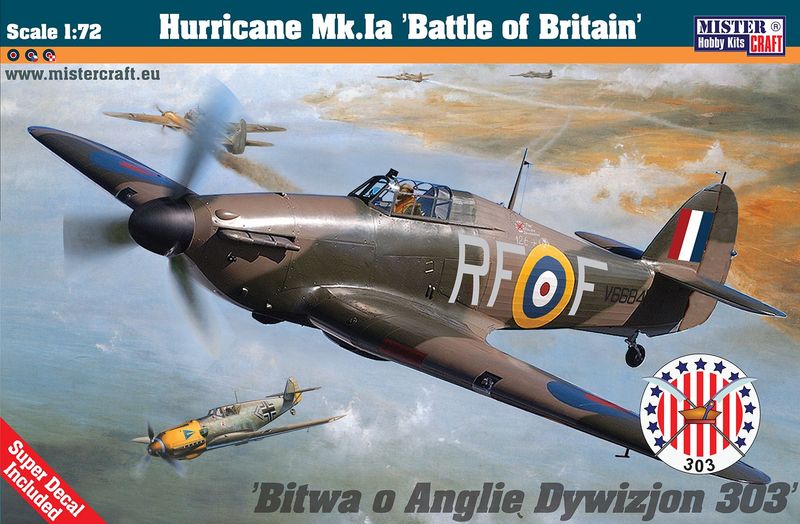 MisterCraft D-180 Hurricane Mk.Ia Battle of Britain 1:72 Scale Plastic Model Kit