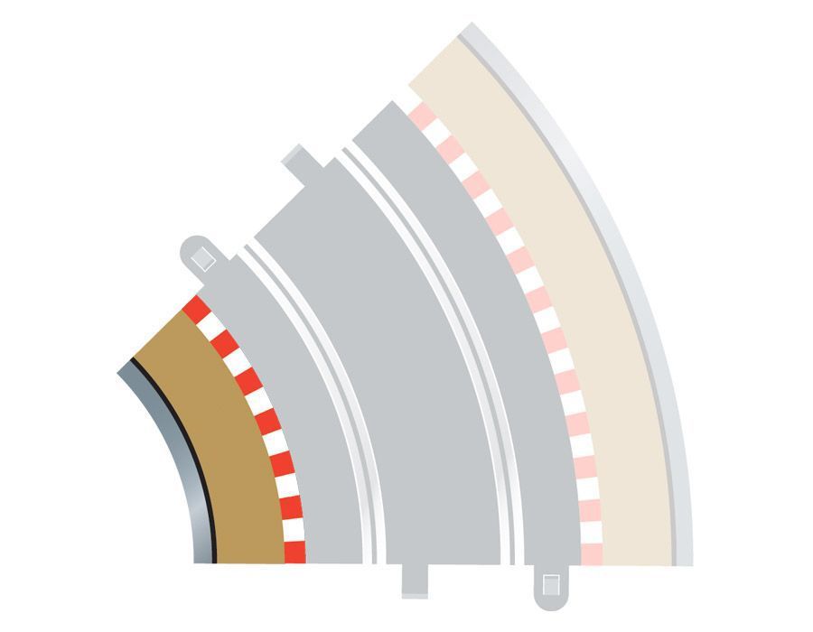 Scalextric C8225 Radius 2 Curve Inner Borders 45° x 4 Scalextric C8225 Radius 2 Curve Inner Borders 45° x 4