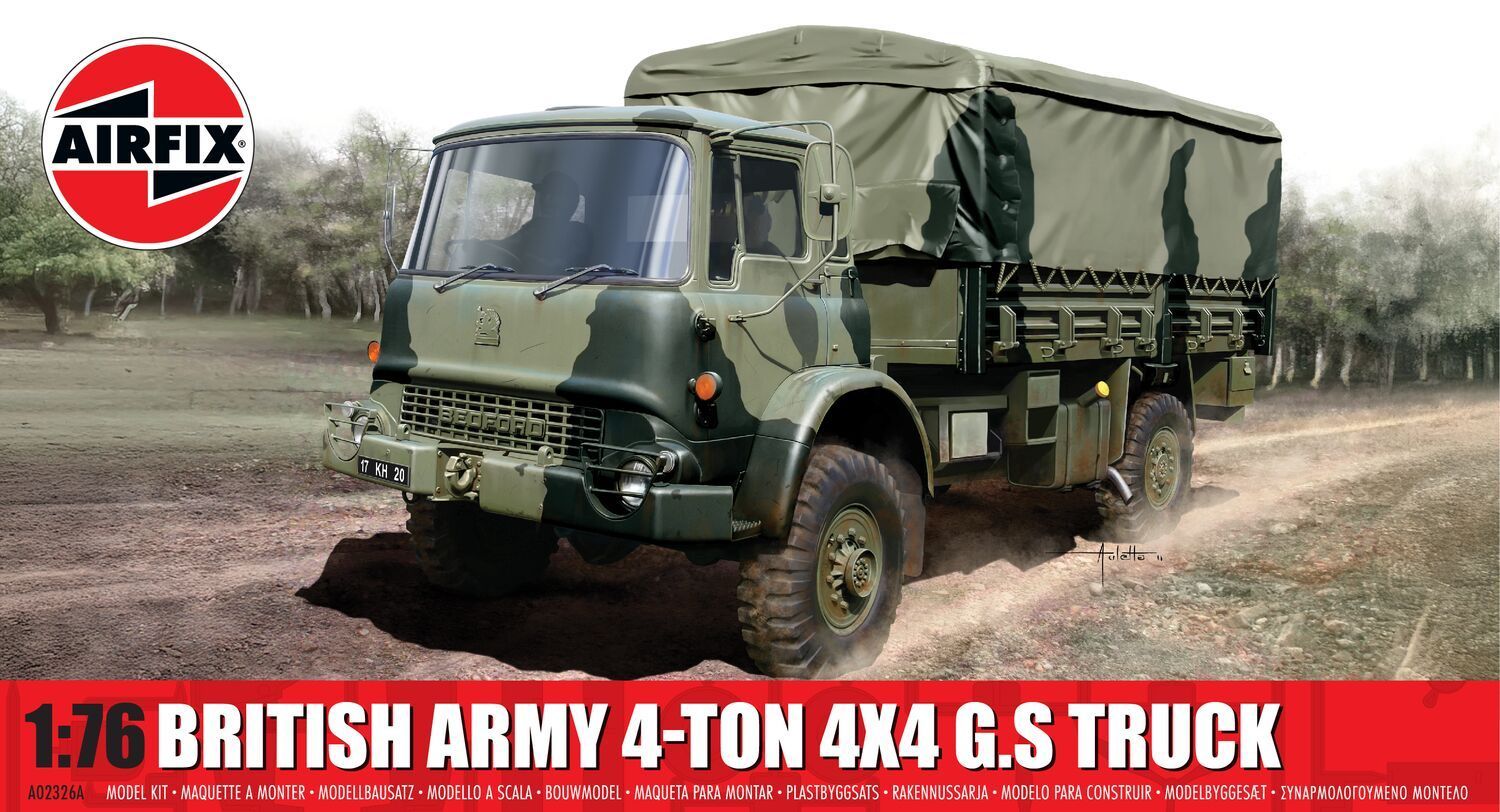 Airfix A02326A British Army 4-ton 4 x 4 G.S Truck 1/76 Scale Plastic Model Kit