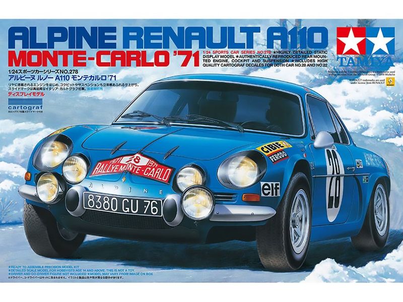Tamiya 24278 Alpine A110 Monte-Carlo '71 LTD 1:24 Scale Plastic Model Kit