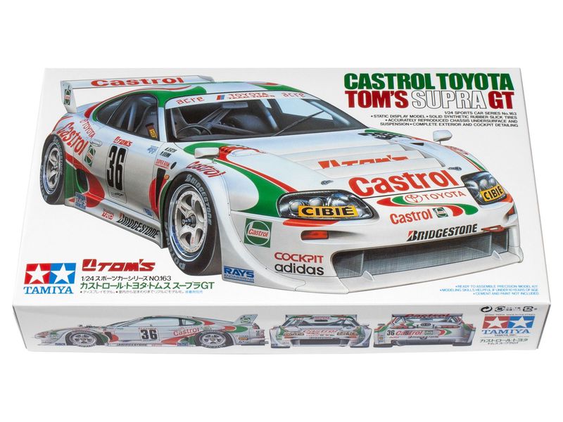 Tamiya 24163 Castrol Toyota Tom's Supra GT 1:24 Scale Plastic Model Kit Tamiya 24163 Castrol Toyota Tom's Supra GT 1:24 Scale Plastic Model Kit