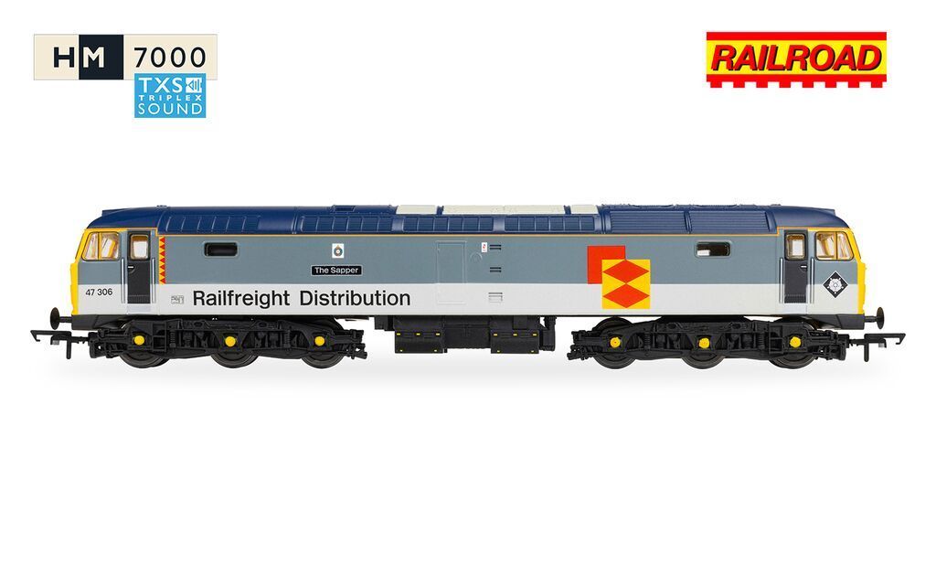 Hornby R30440TXS RailRoad - Railfreight Distribution - Class 47 - 'The Sapper' 47306 (DCC Sound Fitted) Era 11