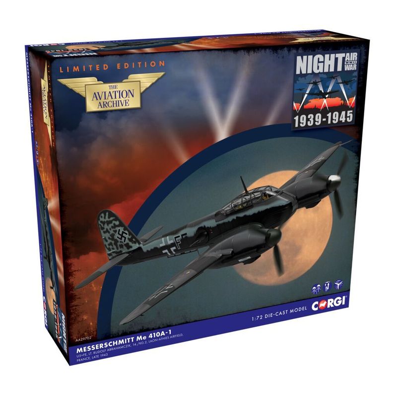 Corgi AA29702 Messerschmitt Me 410A-1 U5+FE, Lt. Rudolf Abrahamczik Diecast Model