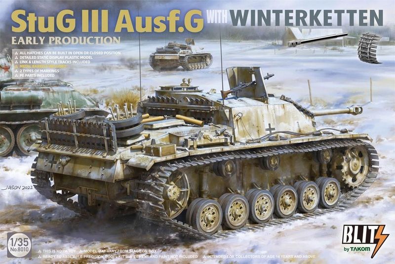 Takom No.8010 German Army StuG III Ausf G Early Assault Gun w/ Snow Tracks 1:35 Scale Plastic Model Kit