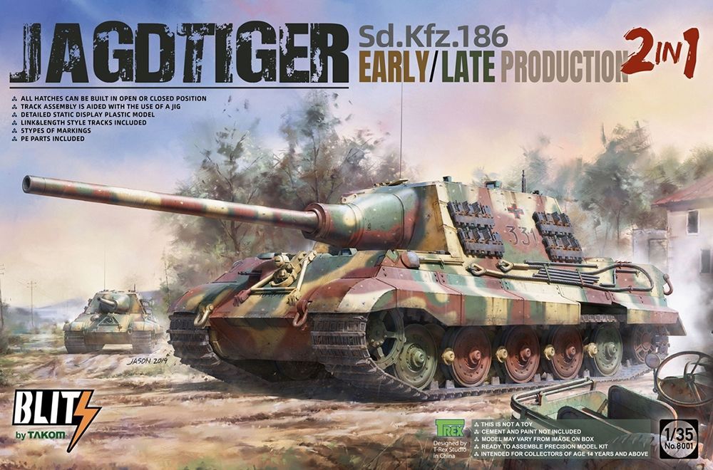 Takom No.8001 German Army Jagdtiger Early/Late Heavy Tank Destroyer 2 in 1 (Blitz) 1:35 Scale Plastic Model Kit
