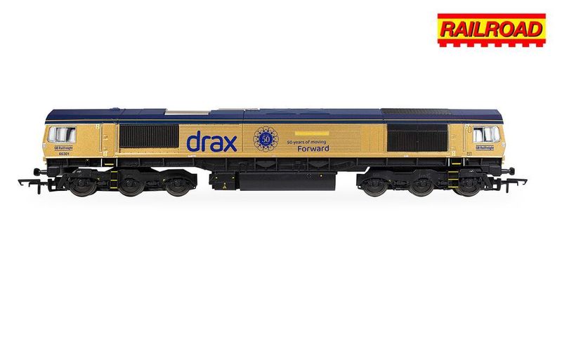 Hornby R30461 RailRoad: GB Railfreight - Class 66 - 66301 ‘Drax Power Station 50’ - Gold Livery (Drax 50th Anniversary) Era 11