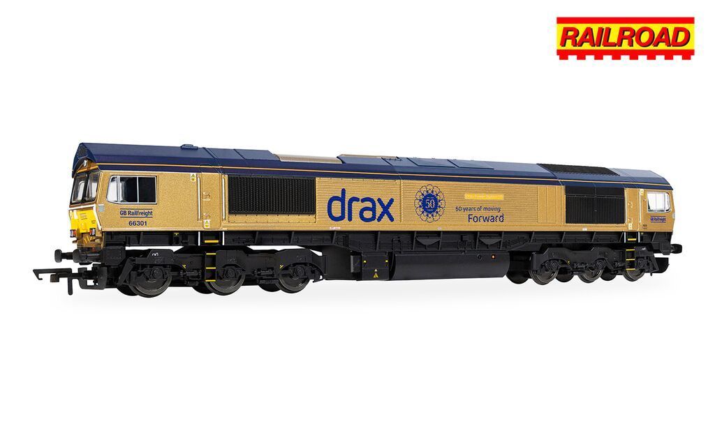 Hornby R60322 Drax - Biomass - Wagon - Gold Livery (Drax 50th Anniversary) Era 11 OO/HO Gauge