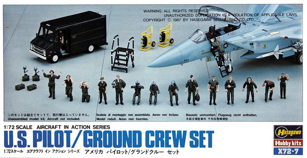 Hasegawa AX72-7 US Pilot and Ground Crew Set 1/72 Scale Plastic Model Kit
