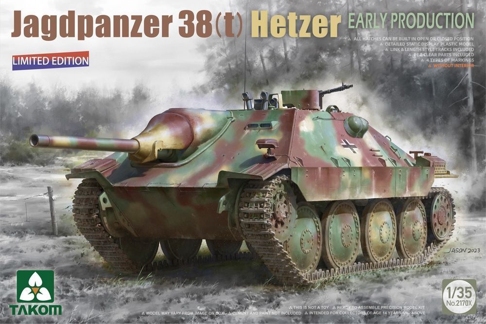 Takom No 2171X German WWII Jagdpanzer 38(t) Hetzer Mid Production Limited Edition 1/35 Scale Plastic Model Kit