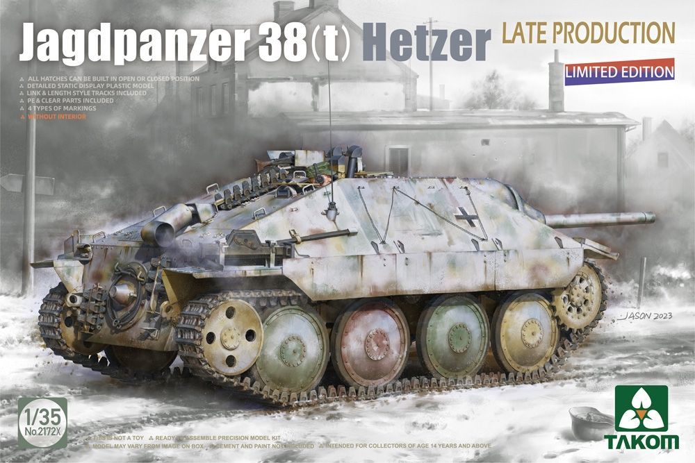 Takom No 2172X German WWII Jagdpanzer 38(t) Hetzer Late Production Limited Edition 1/35 Scale Plastic Model Kit
