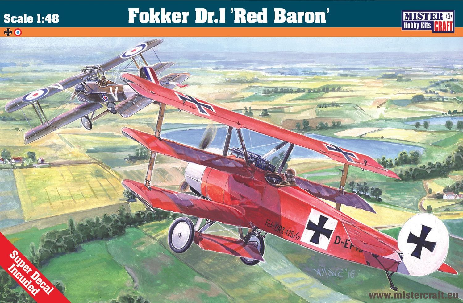 MisterCraft D230 Fokker Dr.I Red Baron 1/48 Scale Plastic Model Kit MisterCraft D230 Fokker Dr.I Red Baron 1/48 Scale Plastic Model Kit