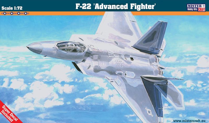 MisterCraft F06 F-22 Advanced Fighter 1/72 Scale Plastic Model Kit MisterCraft F06 F-22 Advanced Fighter 1/72 Scale Plastic Model Kit