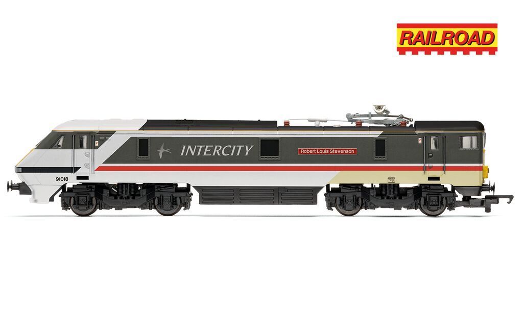 Hornby R30527TXS RailRoad: BR - Intercity Class 91 - 'Robert Louis Stevenson' 91018 (DCC Sound Fitted) Era 8 Hornby R30527TXS RailRoad: BR - Intercity Class 91 - 'Robert Louis Stevenson' 91018 (DCC Sound Fitted) Era 8