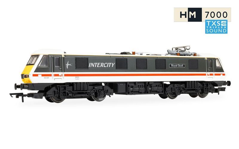 Hornby R30529TXS RailRoad: BR - Intercity Class 90 - 'Royal Scot' 90001 (DCC Sound Fitted) Era 8