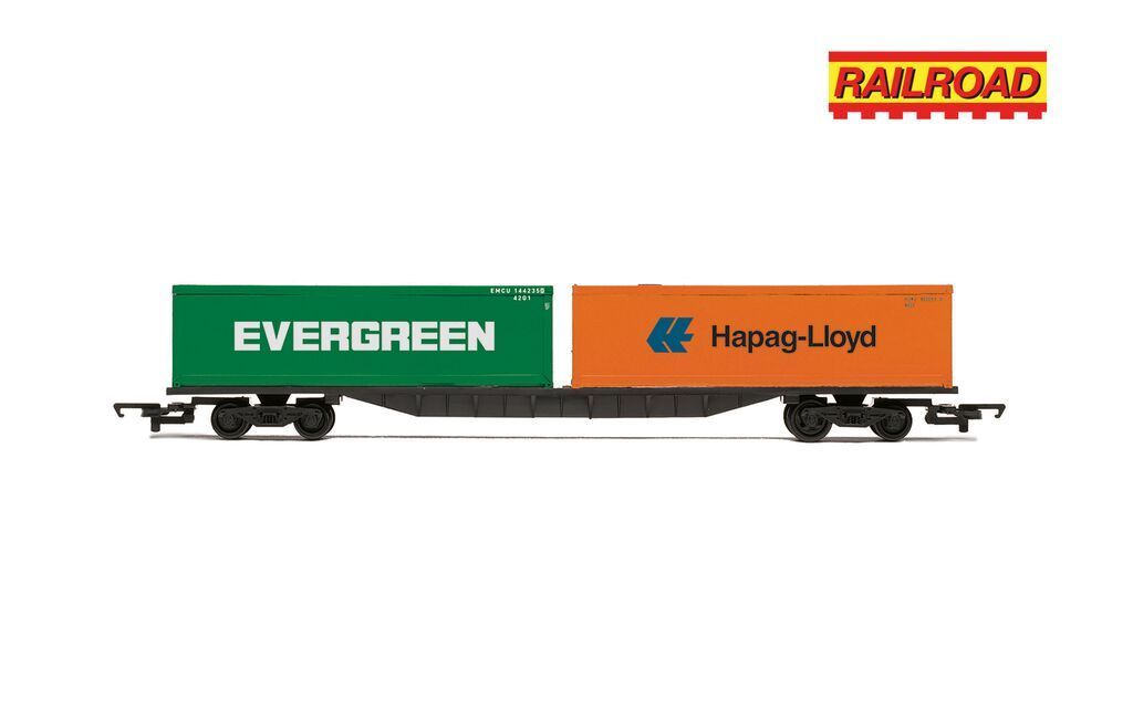 Hornby R60360 RailRoad: BR - FFA Container Wagon & Containers Era 7 Hornby R60360 RailRoad: BR - FFA Container Wagon & Containers Era 7