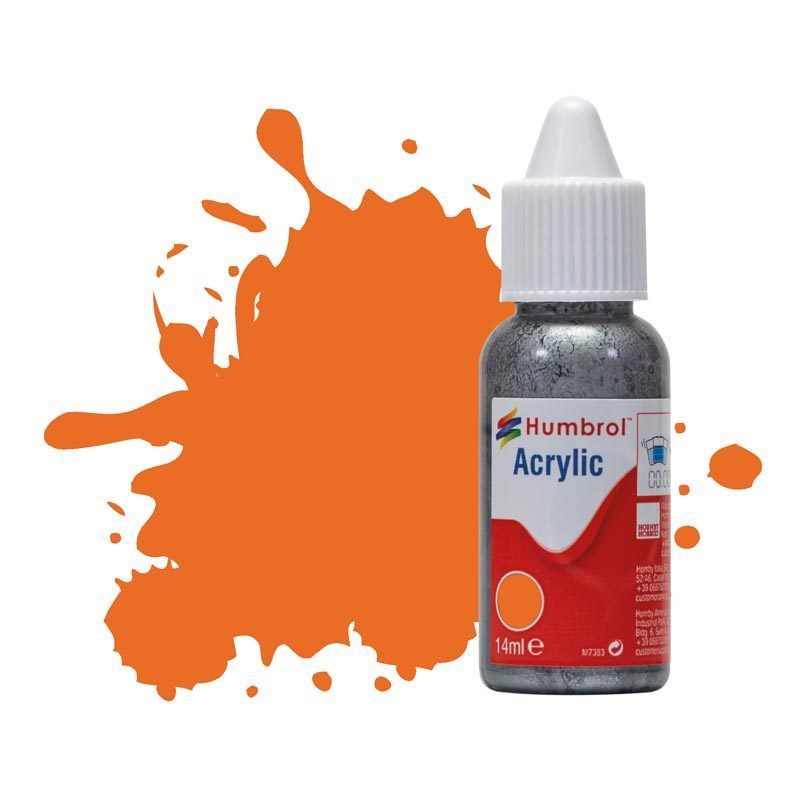 Humbrol Acrylic Paint - No 18 - Orange - Gloss - (14ml) Humbrol Acrylic Paint - No 18 - Orange - Gloss - (14ml)